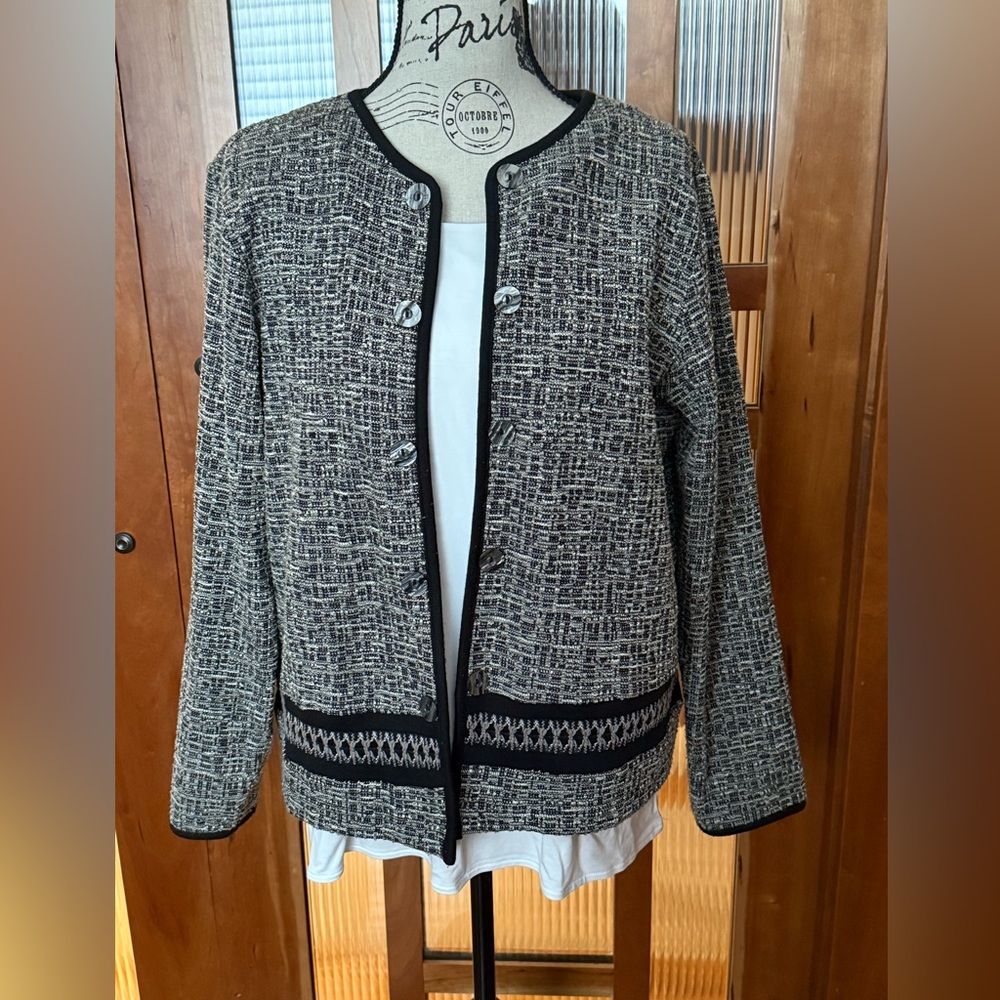 Coldwater Creek Black and White Textured Blazer